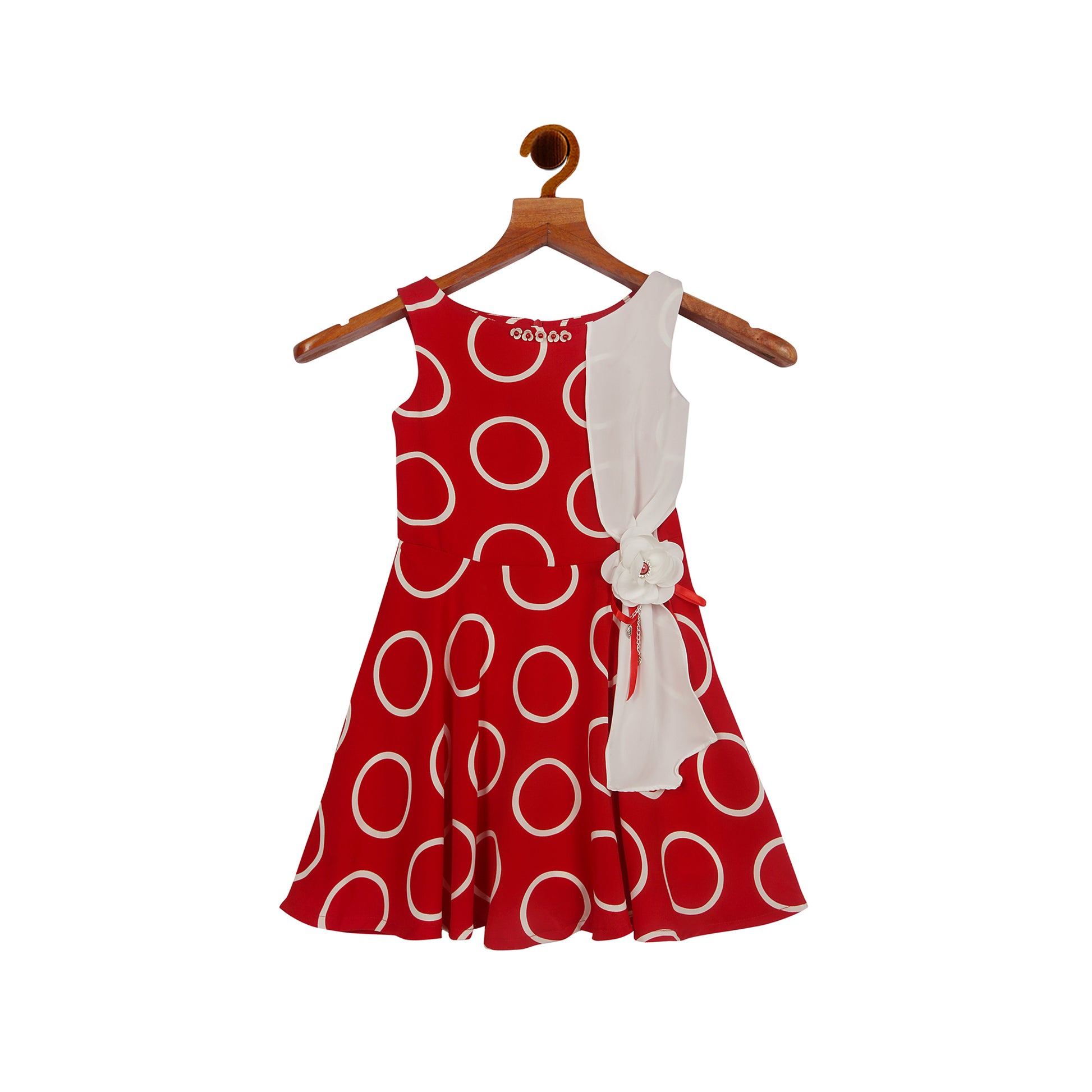 Red Polka Dot Dress With Rose Broach