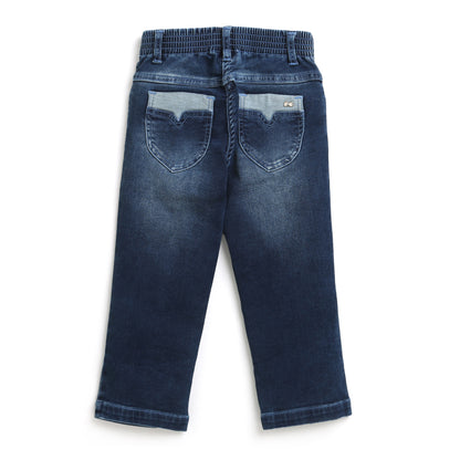 Light Blue Mid Rise Washed Jeans With Star Detailing