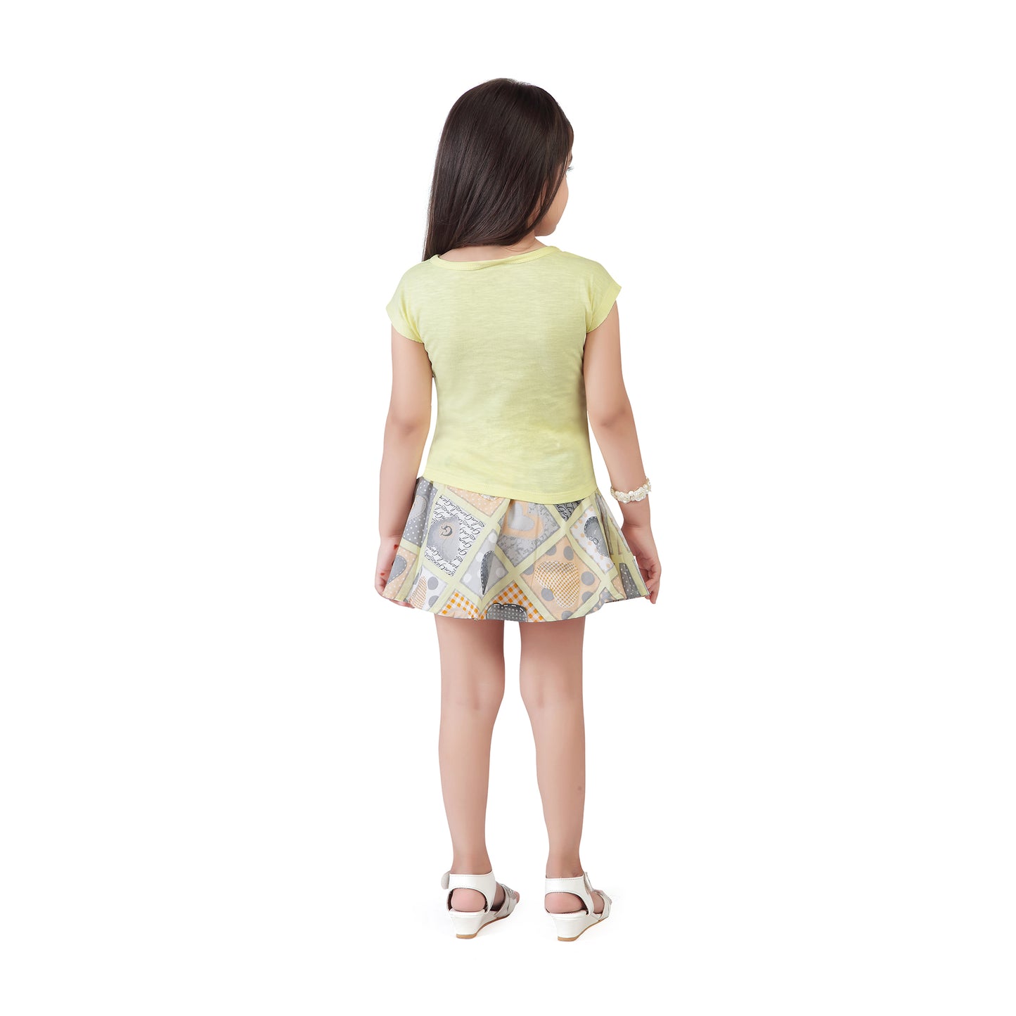 Lemon Skater Skirt Set With Front Knot Top