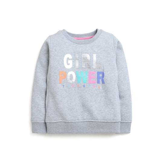 Girl Power Sweatshirt In Grey Melange