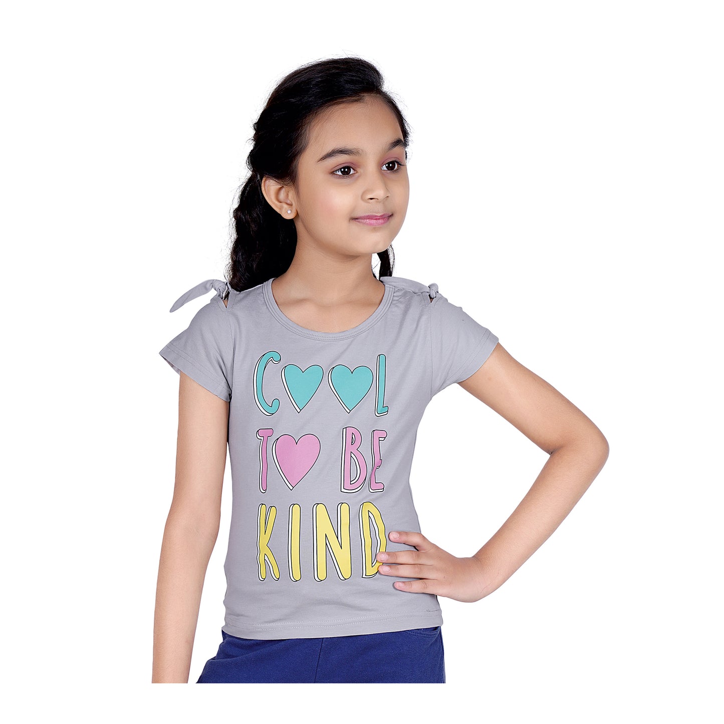 Cool To Be Kind Shoulder Cut Top In Grey