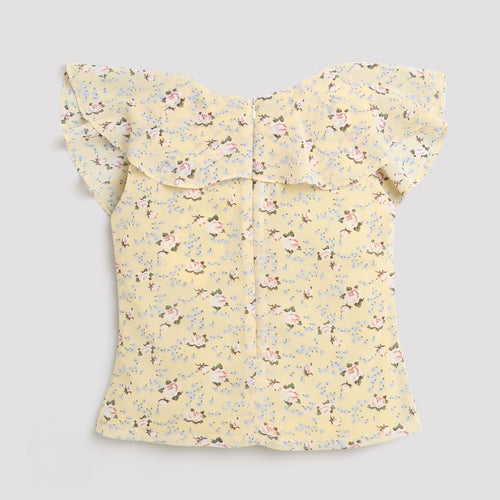 Yellow Floral Ruffle Top TG5022