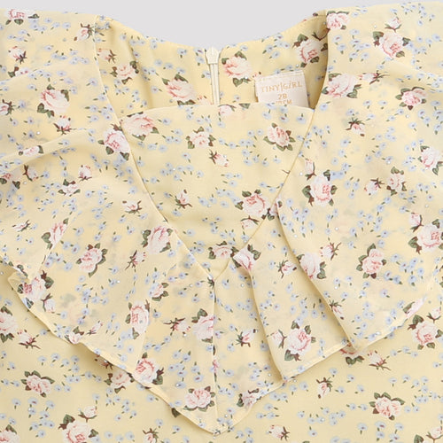 Yellow Floral Ruffle Top TG5022